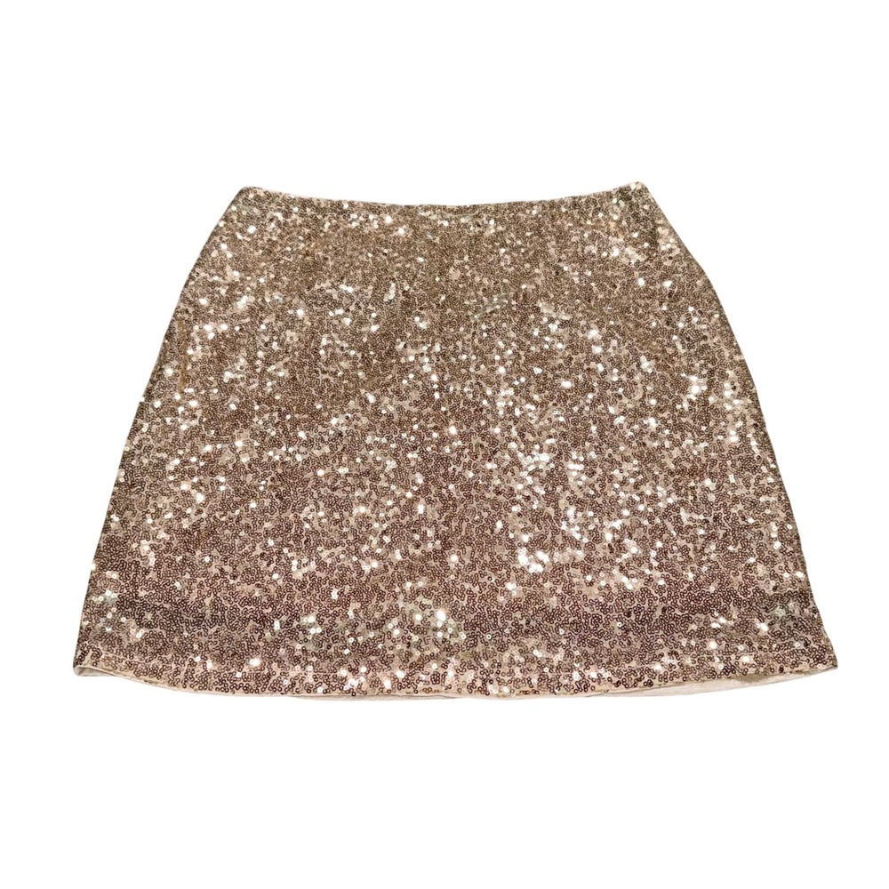 Sequin Mini Skirt Party Sparkle Women Size M Rose Gold Unbranded